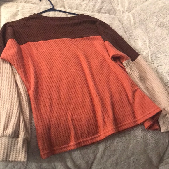 oversized color block knit waffle long sleeve - Picture 5 of 11